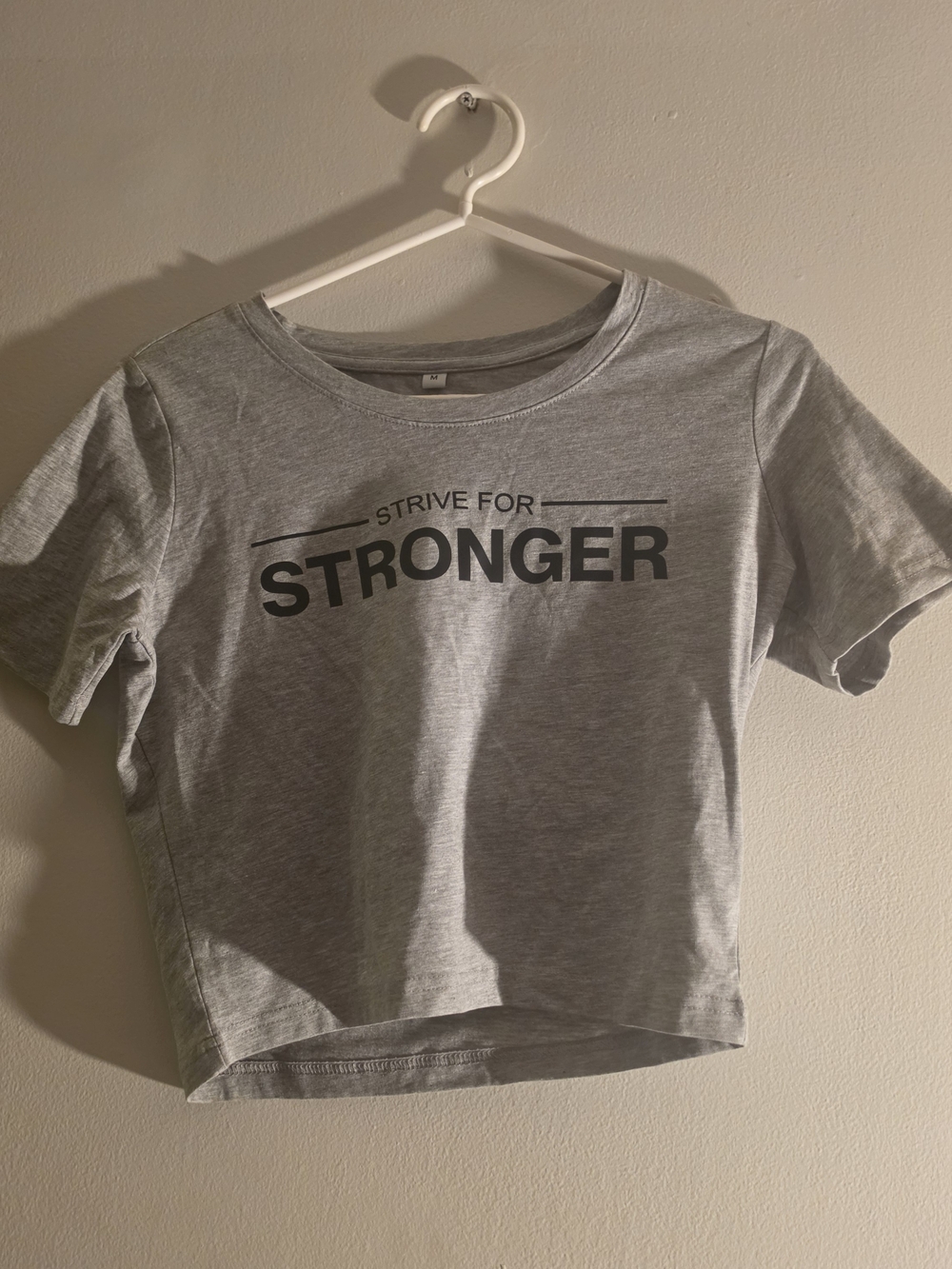 Gray 'Stronger' Graphic Crop Tee - Women